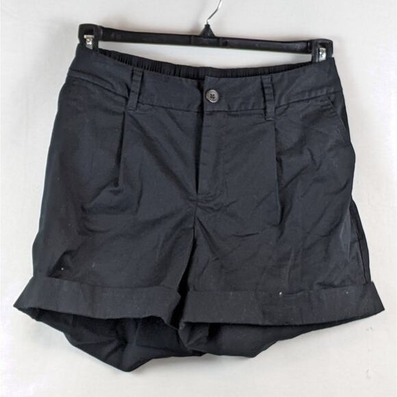A New Day Chino Shorts Pleated Front Cuffed Black Small Elastic Back Golf Staple - Picture 1 of 7